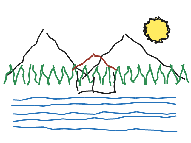 Landscape redrawn as a clumsy MS Paint sketch